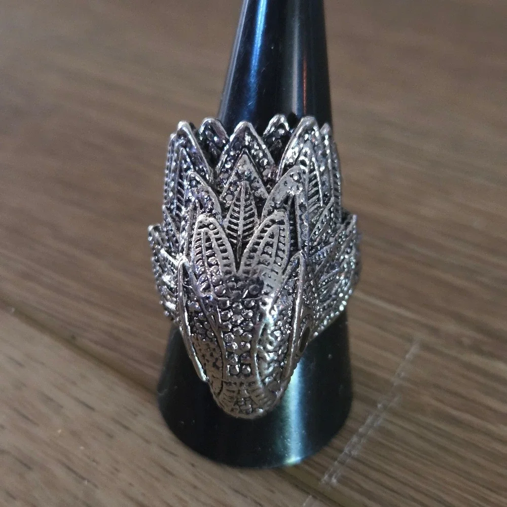 Worldnorse Viking Eagle Head Ring Silver Tone Nordic‎ Warrior Statement Size 10